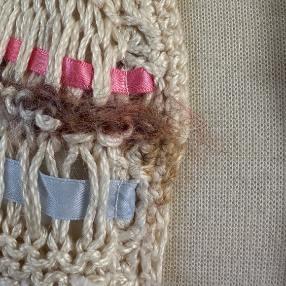 Handmade in Ireland Alpaca Cream and White Women's Cardigan Medium - Picture 9 of 10